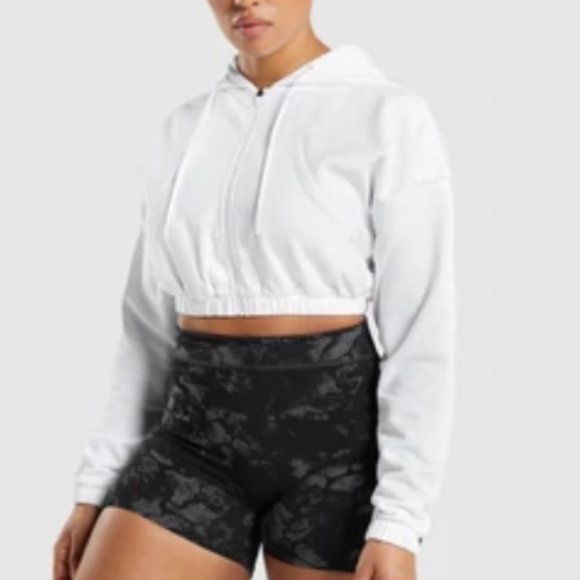 BNWT GYMSHARK KK FIT CROPPED HOODIE IN WHITE SZ XS - Picture 3 of 4